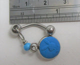 Surgical Steel Blue Bunny Dangle VCH Hood Clit Clitoral Ring Bar 14 gauge 14g