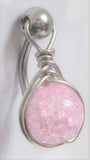 Woven Pink Pressure Ball Drop VCH Vertical Clitoral Hood Ring Barbell 14 gauge