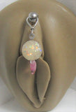 Surgical Steel Double Dangle Opal VCH Clitoral Clit Hood Ring 14 gauge 14g - I Love My Piercings!