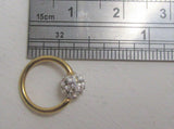 Gold Titanium Clear Crystal Ball Captive Hoop Belly Navel Ring 16 gauge 16g 8 mm