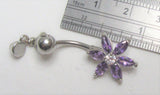 Surgical Steel Drop & Dangle Purple Flower VCH Clitoral Clit Hood Ring 14 gauge 14g - I Love My Piercings!