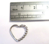 Surgical Steel Rope Heart Cartilage Hoop Ring Seamless 16 gauge 16g 10 mm