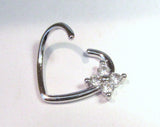 Surgical Steel Clear Crystal Flower Heart Cartilage Hoop Ring Seamless 16 gauge - I Love My Piercings!