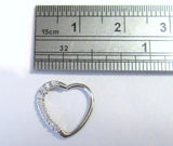 Surgical Steel Loaded Crystal Heart Cartilage Hoop Ring Seamless 16 gauge 16g