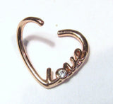 18k Rose Gold Love Heart Cartilage Hoop Ring Seamless 16 gauge 16g - I Love My Piercings!