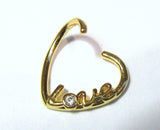18k Yellow Gold Love Heart Cartilage Hoop Ring Seamless 16 gauge 16g