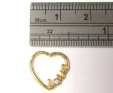 18k Yellow Gold Love Heart Cartilage Hoop Ring Seamless 16 gauge 16g