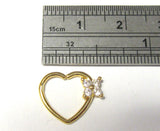 18k Gold Plated Clear CZ Crystal Heart Cartilage Hoop Ring Seamless 16 gauge