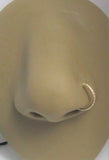 14K Yellow Gold Seamless Diamond Gem Crystal Line Small Nose Thin Hoop 20 gauge 20