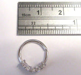 Surgical Steel Clear Gems CZ Hoop Ring Seamless 16 gauge 16g