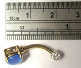 14k Gold Plated Blue Opalite Clear Crystal Ball VCH Clit Hood Bar 14 gauge 14g - I Love My Piercings!