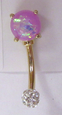 14k Gold Plated Purple Opalite Clear Crystal Ball VCH Clit Hood Bar 14 gauge 14g - I Love My Piercings!