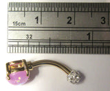 14k Gold Plated Purple Opalite Clear Crystal Ball VCH Clit Hood Bar 14 gauge 14g - I Love My Piercings!