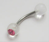 Pink Gem Clear Ball Curved Bar VCH Jewelry Clit Clitoral Hood Ring 14 gauge 14g - I Love My Piercings!