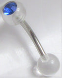 Dark Blue Gem Crystal Clear Balls VCH Jewelry Clit Clitoral Hood Ring 14 gauge - I Love My Piercings!