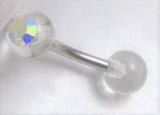 Iridescent AB Gem Clear Balls VCH Jewelry Clit Clitoral Hood Ring 14 gauge 14g - I Love My Piercings!