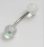 Iridescent AB Gem Clear Balls VCH Jewelry Clit Clitoral Hood Ring 14 gauge 14g - I Love My Piercings!