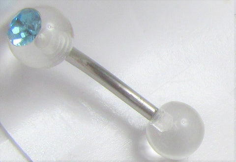 Aqua Gem Clear Ball Curved Bar VCH Jewelry Clit Clitoral Hood Ring 14 gauge 14g - I Love My Piercings!