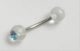 Aqua Gem Clear Ball Curved Bar VCH Jewelry Clit Clitoral Hood Ring 14 gauge 14g - I Love My Piercings!