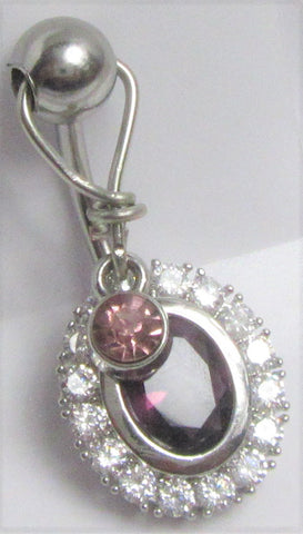 Surgical Steel Drop & Dangle Oval Purple Crystal VCH Clitoral Hood Jewelry 14 gauge - I Love My Piercings!