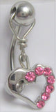 Surgical Steel Pink Heart Crystal CZ Gem Dangle VCH Vertical Clit Clitoral Hood Ring 14g - I Love My Piercings!