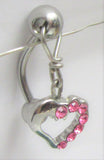 Surgical Steel Pink Heart Crystal CZ Gem Dangle VCH Vertical Clit Clitoral Hood Ring 14g - I Love My Piercings!