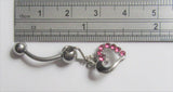 Surgical Steel Pink Heart Crystal CZ Gem Dangle VCH Vertical Clit Clitoral Hood Ring 14g - I Love My Piercings!