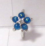 Surgical Steel Flower Dark Blue Opal Opalite Nose Seamless Hoop Ring 20 gauge