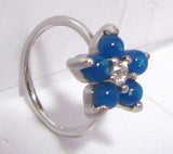 Surgical Steel Flower Dark Blue Opal Opalite Nose Seamless Hoop Ring 20 gauge
