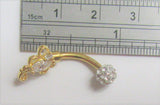 Gold Plated Filigree Clear CZ Ball Vertical Clit Clitoral Hood VCH Ring 14 gauge
