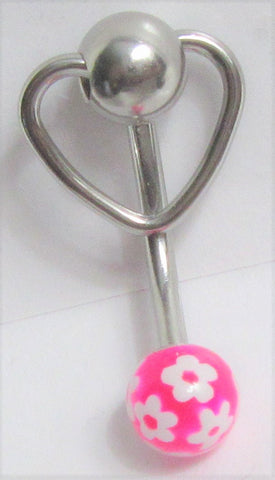 Surgical Steel Heart Dangle Flower Ball Barbell VCH Clitoral Hood Ring 14 gauge - I Love My Piercings!