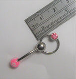 Surgical Steel Pink Gem Hoop Flower Dangle Barbell VCH Clitoral Hood Ring 14g - I Love My Piercings!