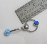 Surgical Steel Blue Gem Hoop Flower Dangle Barbell VCH Clitoral Hood Ring 14g - I Love My Piercings!