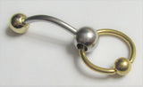 VCH Intimate Jewelry Two Tone Gold and Silver Hoop Dangle Vertical Clitoral Hood Bar 14g - I Love My Piercings!