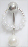 Surgical Steel White Pearl Explosion Hoop Dangle VCH Clitoral Hood Jewelry 14 gauge - I Love My Piercings!