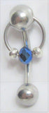 Surgical Steel Faceted Royal Blue Crystal Hoop Dangle VCH Clitoral Hood Jewelry 14 gauge - I Love My Piercings!