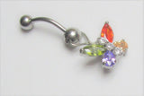 Surgical Steel Mosaic Butterfly Crystal CZ Gem Dangle VCH Vertical Clit Clitoral Hood Ring 14g