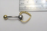 VCH Intimate Jewelry Two Tone Gold Spiraling Heart Vertical Clitoral Hood Bar 14g