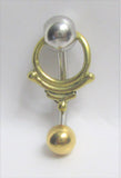 VCH Intimate Jewelry Two Tone Gold and Silver Tiered Hoop Dangle Vertical Clitoral Hood Bar 14g - I Love My Piercings!