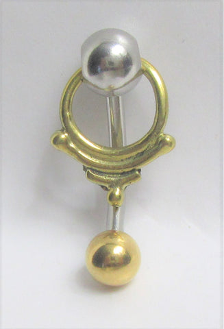 VCH Intimate Jewelry Two Tone Gold and Silver Tiered Hoop Dangle Vertical Clitoral Hood Bar 14g - I Love My Piercings!