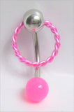 VCH Intimate Jewelry Two Tone Pink Twisted Hoop Dangle Vertical Clitoral Hood Bar 14g
