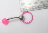 VCH Intimate Jewelry Two Tone Pink Twisted Hoop Dangle Vertical Clitoral Hood Bar 14g