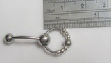 VCH Intimate Jewelry Silver Beaded Hoop Dangle Vertical Clitoral Hood Bar 14g