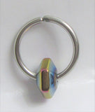 Surgical Steel Titanium Hexagon Oil Slick Seamless Hoop 14G 14 Gauge Earring Ear Cartilage - I Love My Piercings!