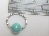 Blue Green Oblong Pearl Inner Outer Labia VCH Clitoral Clit Hood Ring Hoop 16G