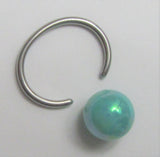 Blue Green Oblong Pearl Inner Outer Labia VCH Clitoral Clit Hood Ring Hoop 16G