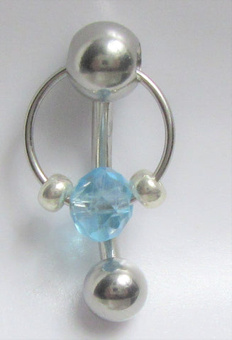 Surgical Steel Faceted Blue Aqua Stone VCH Jewelry Vertical Clitoral Clit Hood Barbell Ring 14G