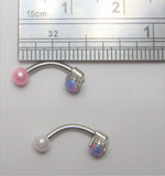 Mauve Opal Pearl Ball VCH Vertical Clitoral Clit Hood Ring Bar 16g Gauge