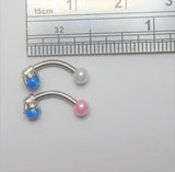 Blue Opal Pearl Ball VCH Vertical Clitoral Clit Hood Ring Bar 16g Gauge