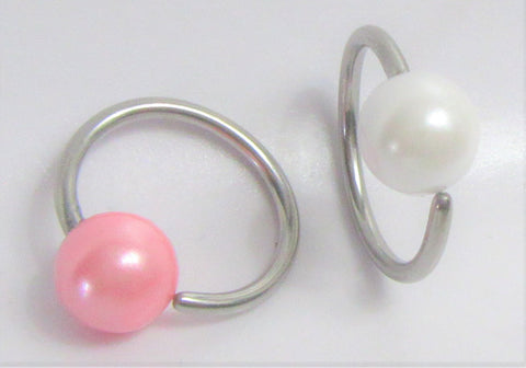 White or Pink Pearl Inner Outer Labia VCH Clitoral Clit Hood Ring Hoop 16G